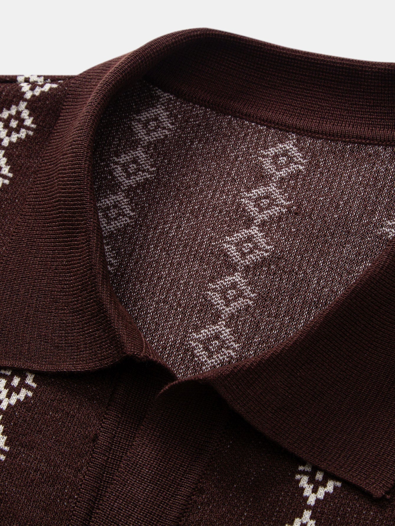 V-Neck Geometric Knit Polo