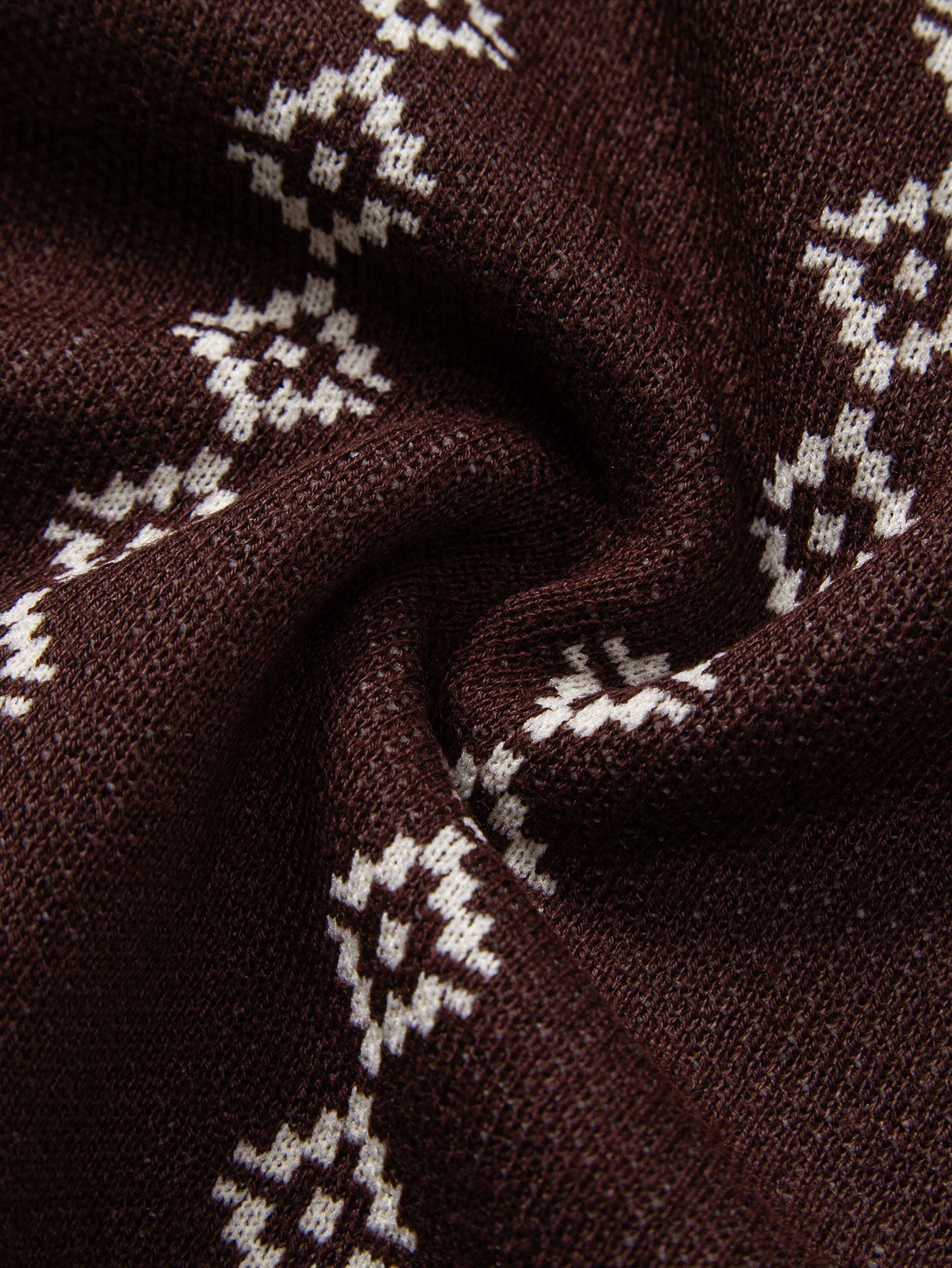 V-Neck Geometric Knit Polo