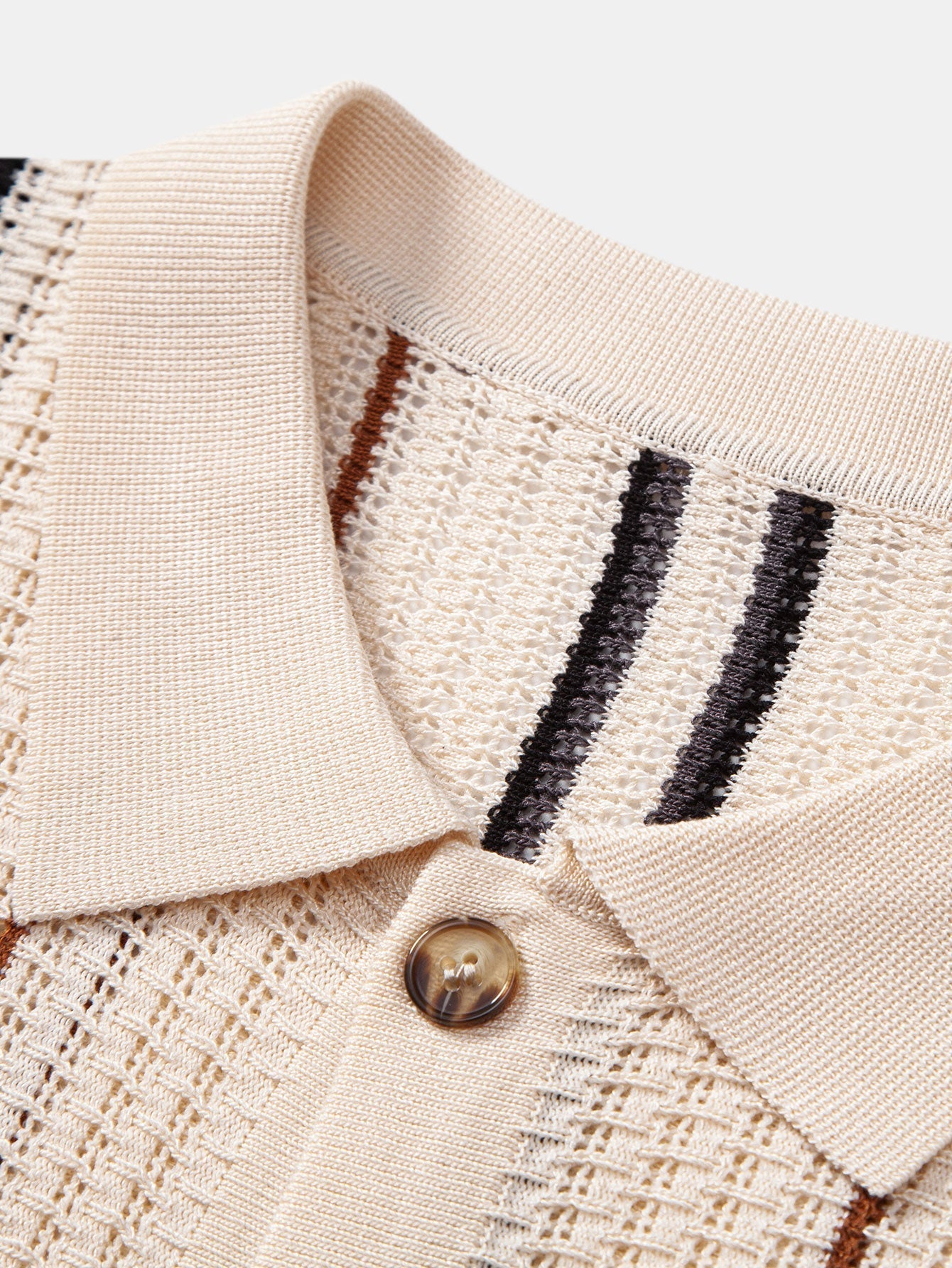 Striped Crochet Button-Up Shirt with Straight-Leg Linen Trousers