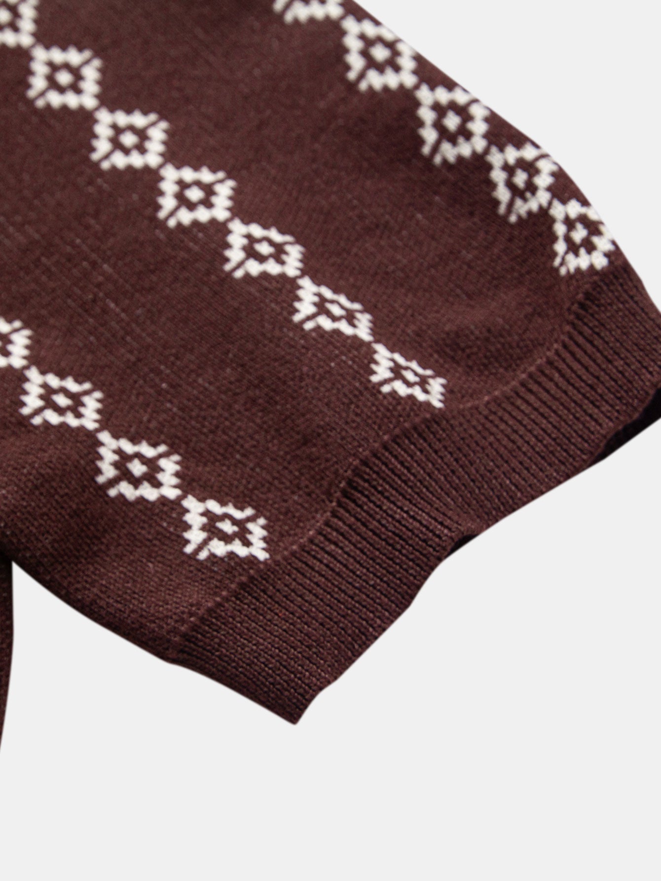 V-Neck Geometric Knit Polo