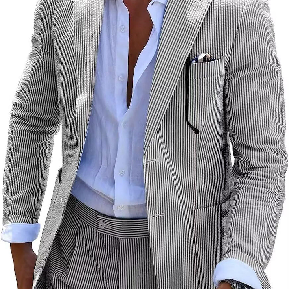 Striped Summer Suit Set (Pants & Jacket)