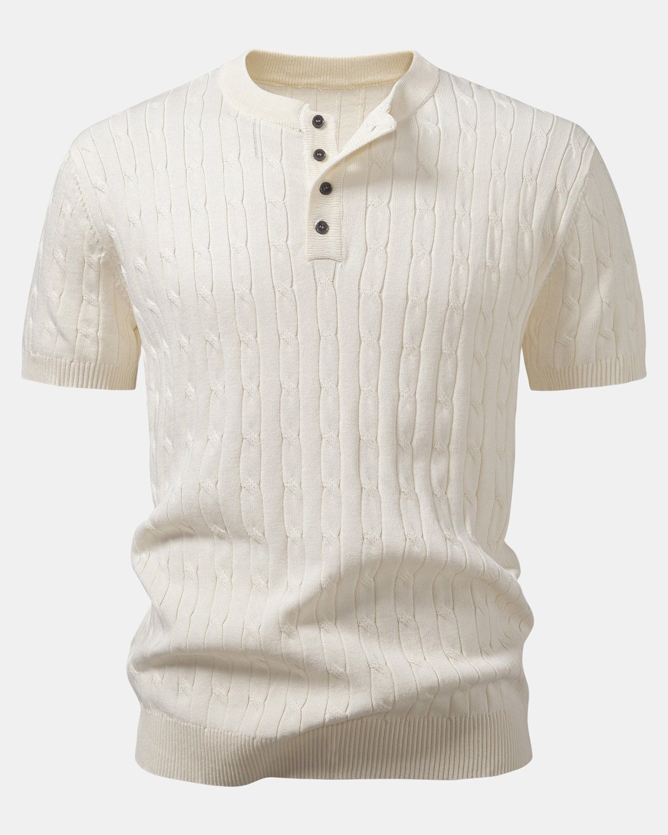 Twist Knit Henley Top & Slim Fit Tapered Pants