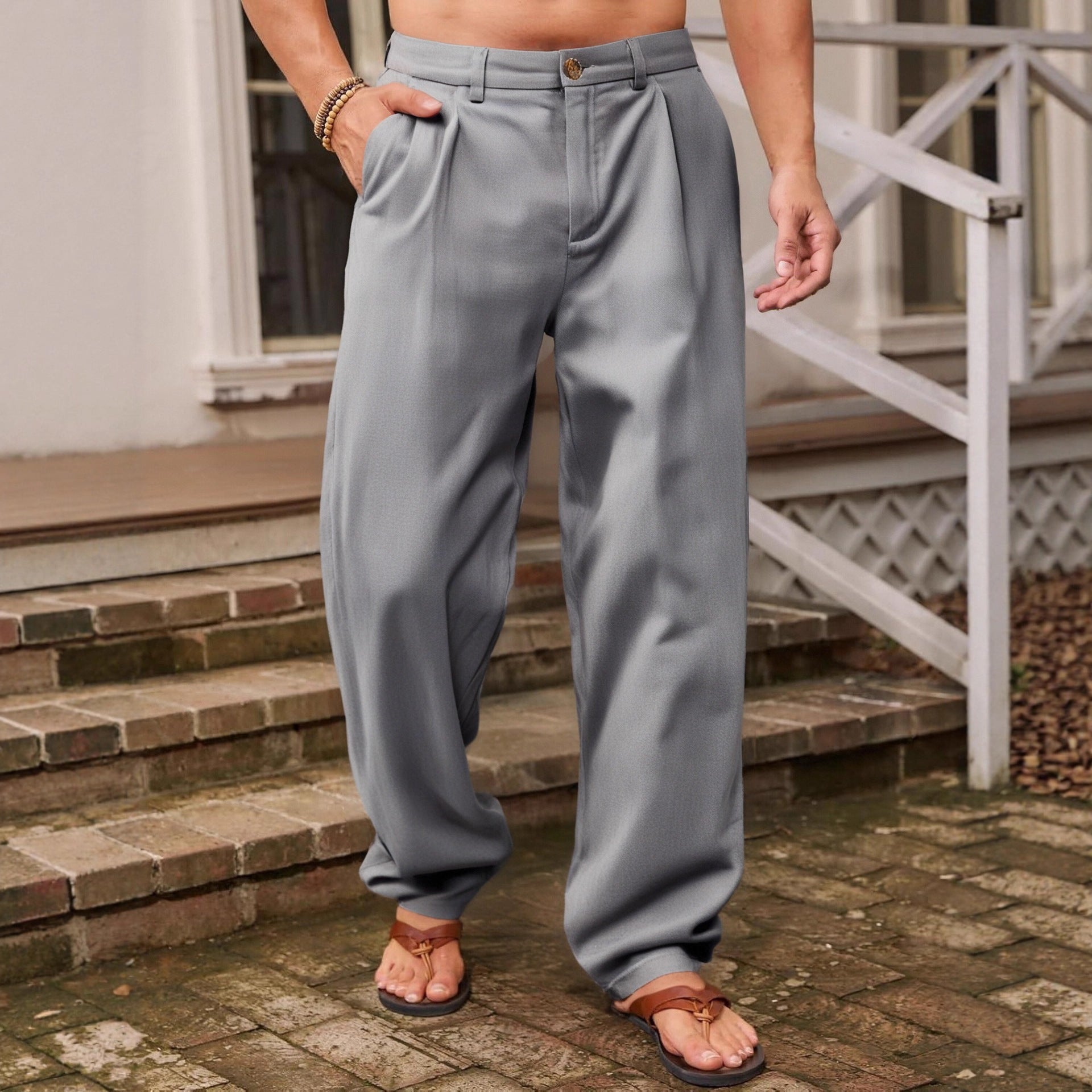 NICCOLÒ | Relaxed Fit Linen Wide-Leg Pants