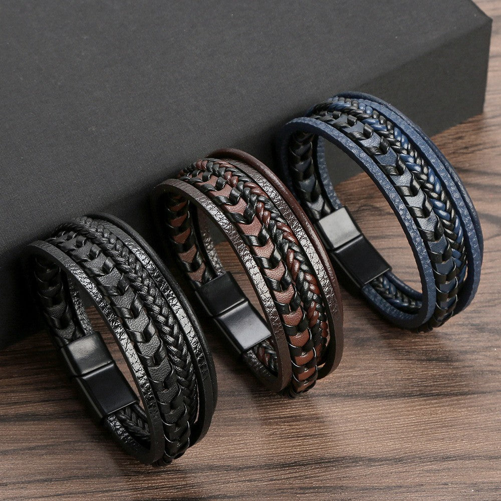 Premium Men's Leather Bracelet - Luxury Style