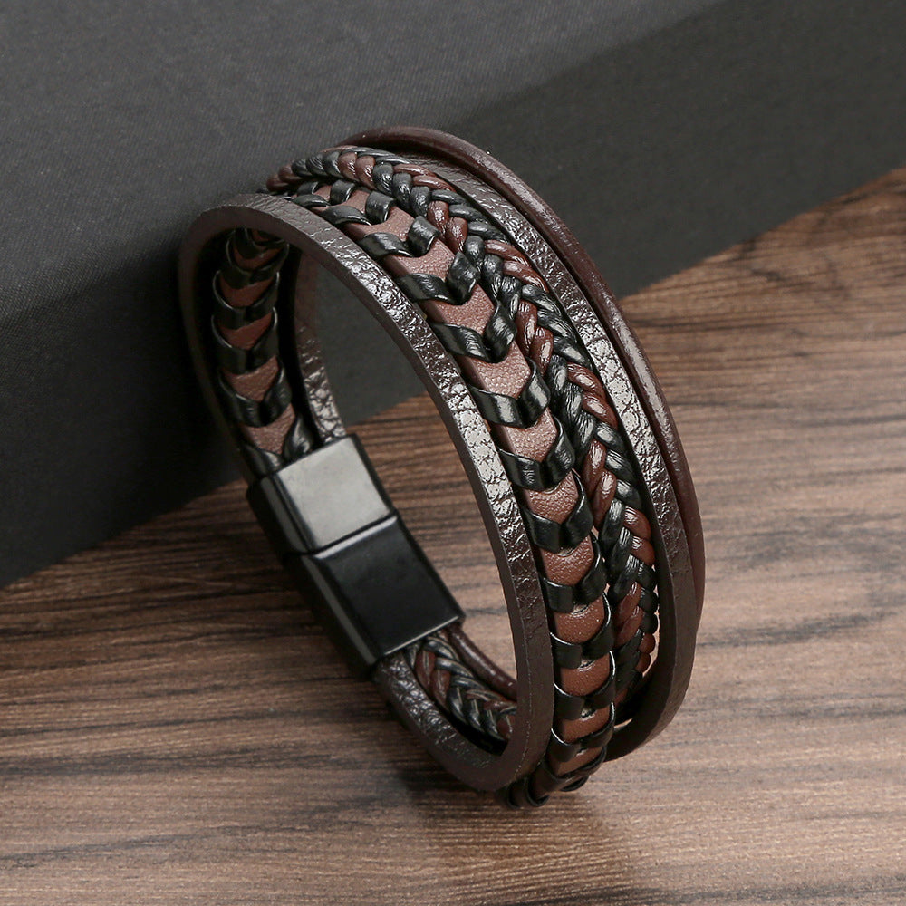 Premium Men's Leather Bracelet - Luxury Style