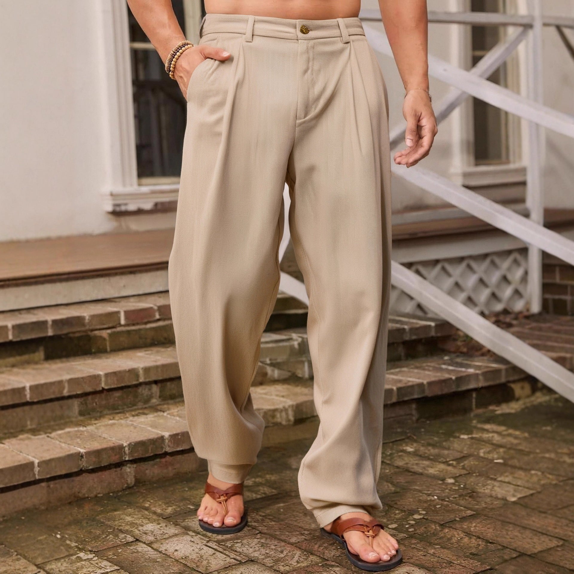 NICCOLÒ | Relaxed Fit Linen Wide-Leg Pants