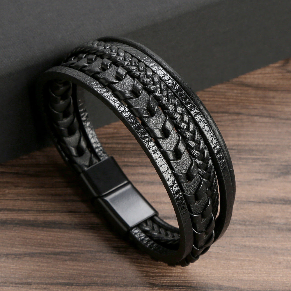 Premium Men's Leather Bracelet - Luxury Style