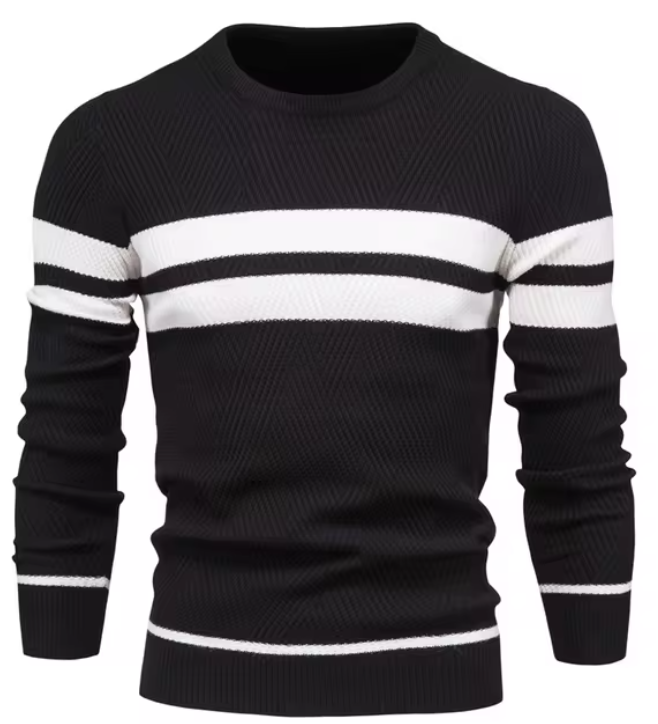 Elegant Herringbone Pattern Pullover for Men