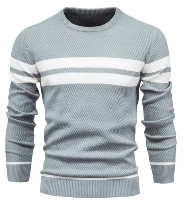 Elegant Herringbone Pattern Pullover for Men