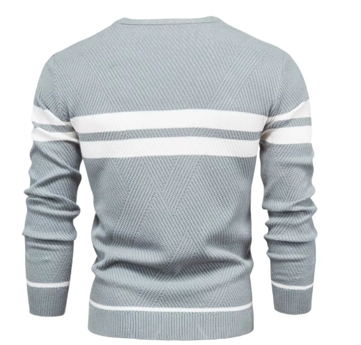 Elegant Herringbone Pattern Pullover for Men