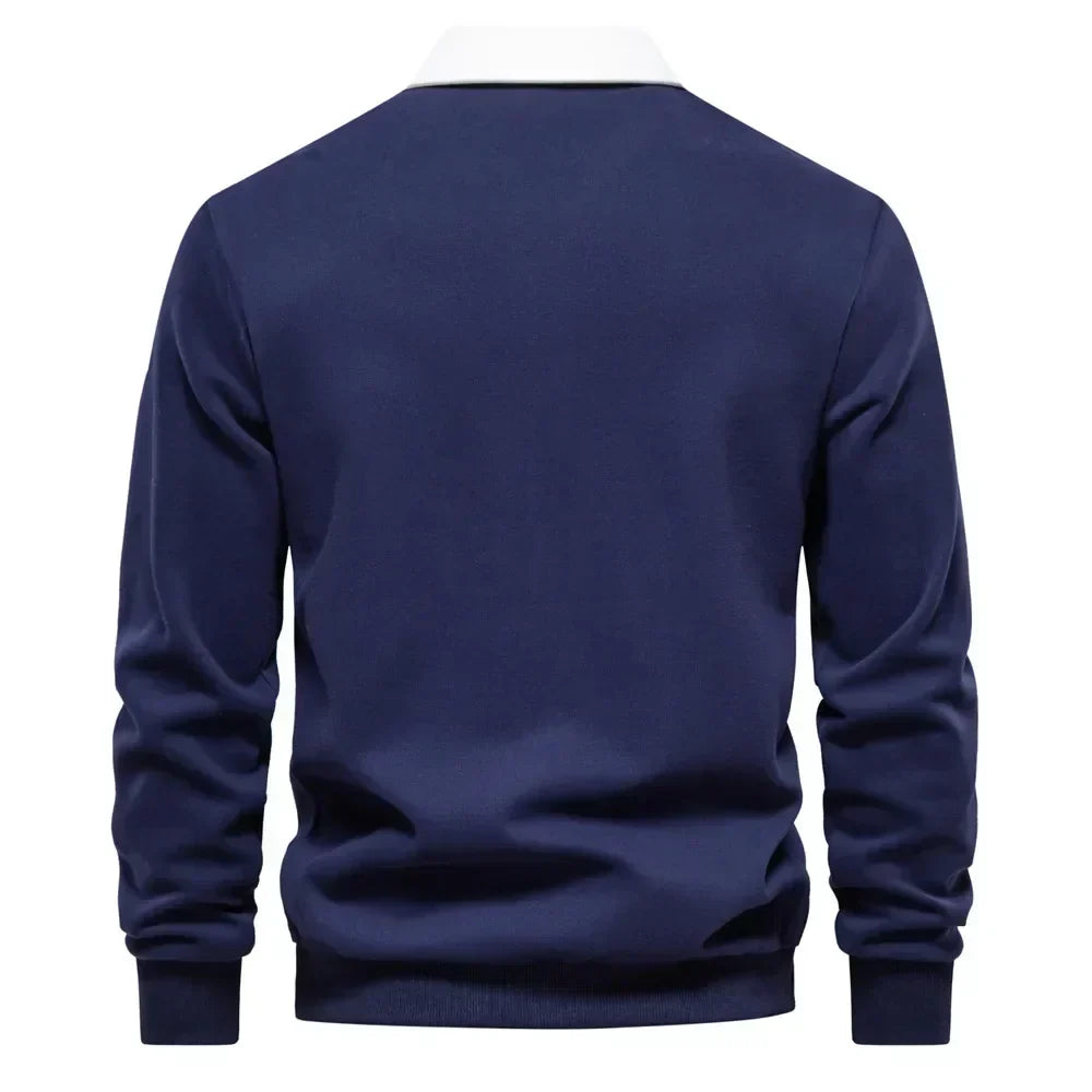 Refined Contrast Polo Sweater