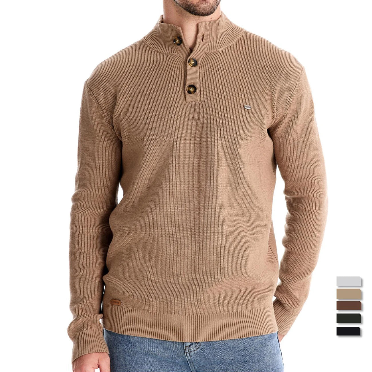 Men's Sweater with Button Detail