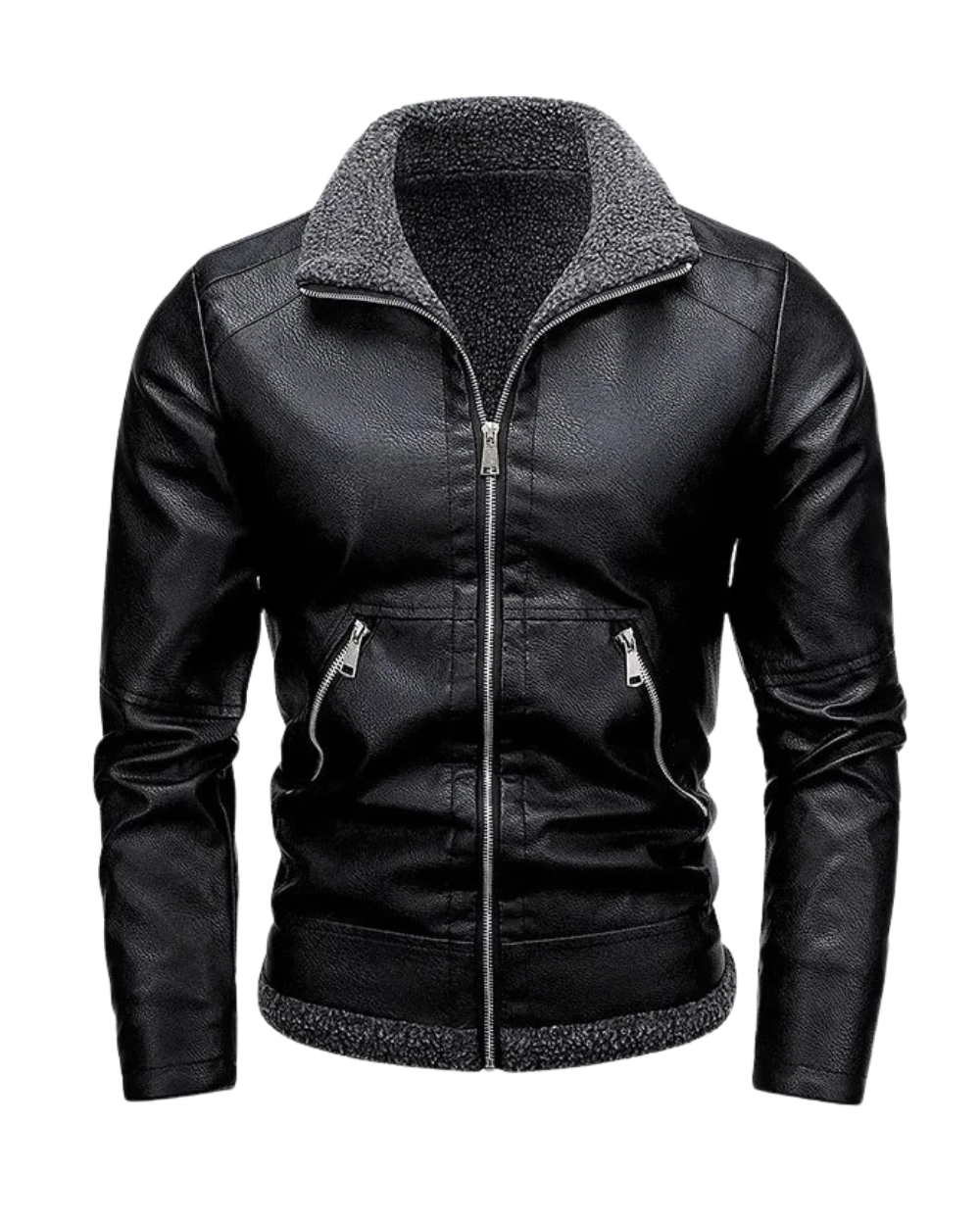 Elegant Polar Fleece Leather Jacket