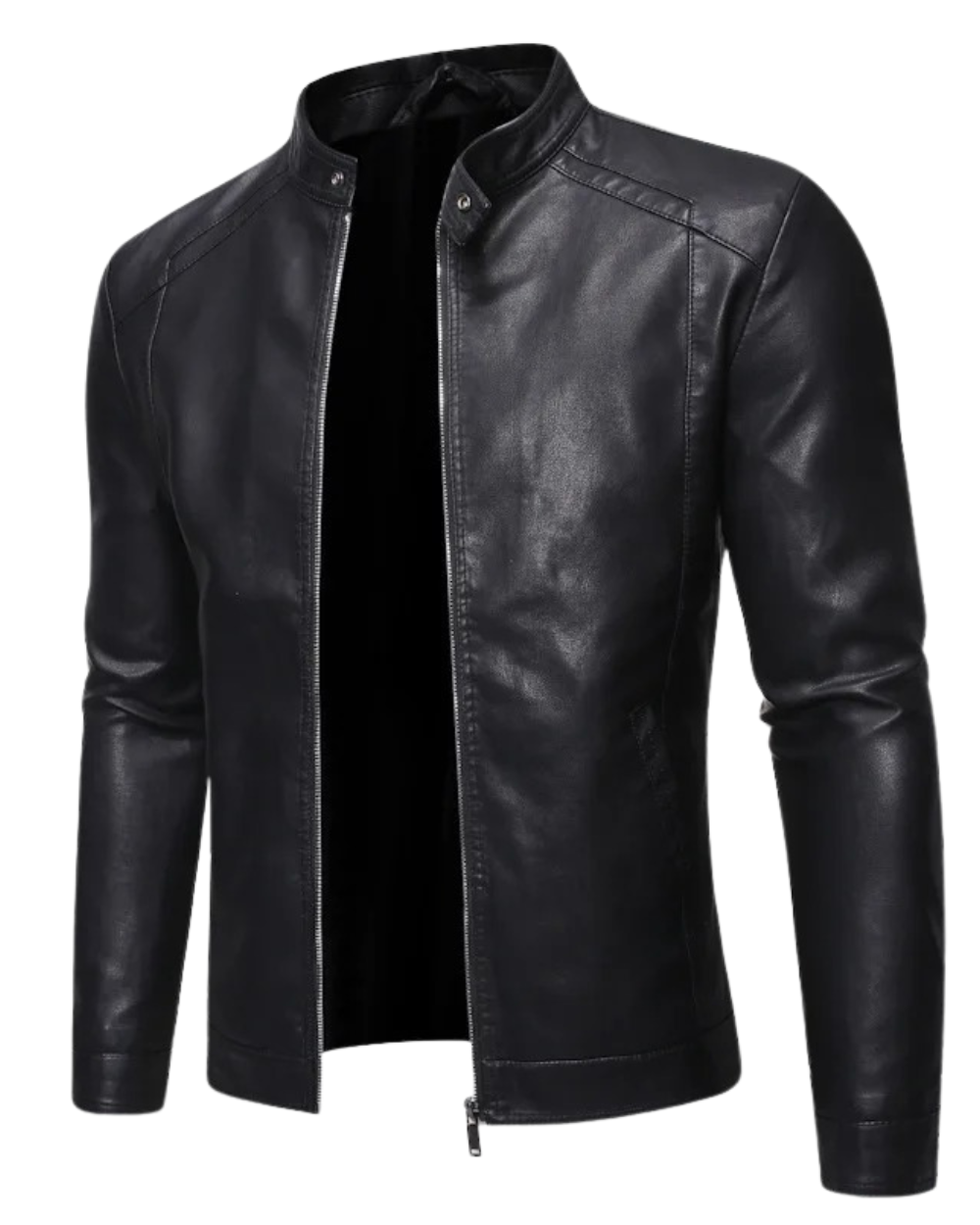 High Collar Leather Jacket