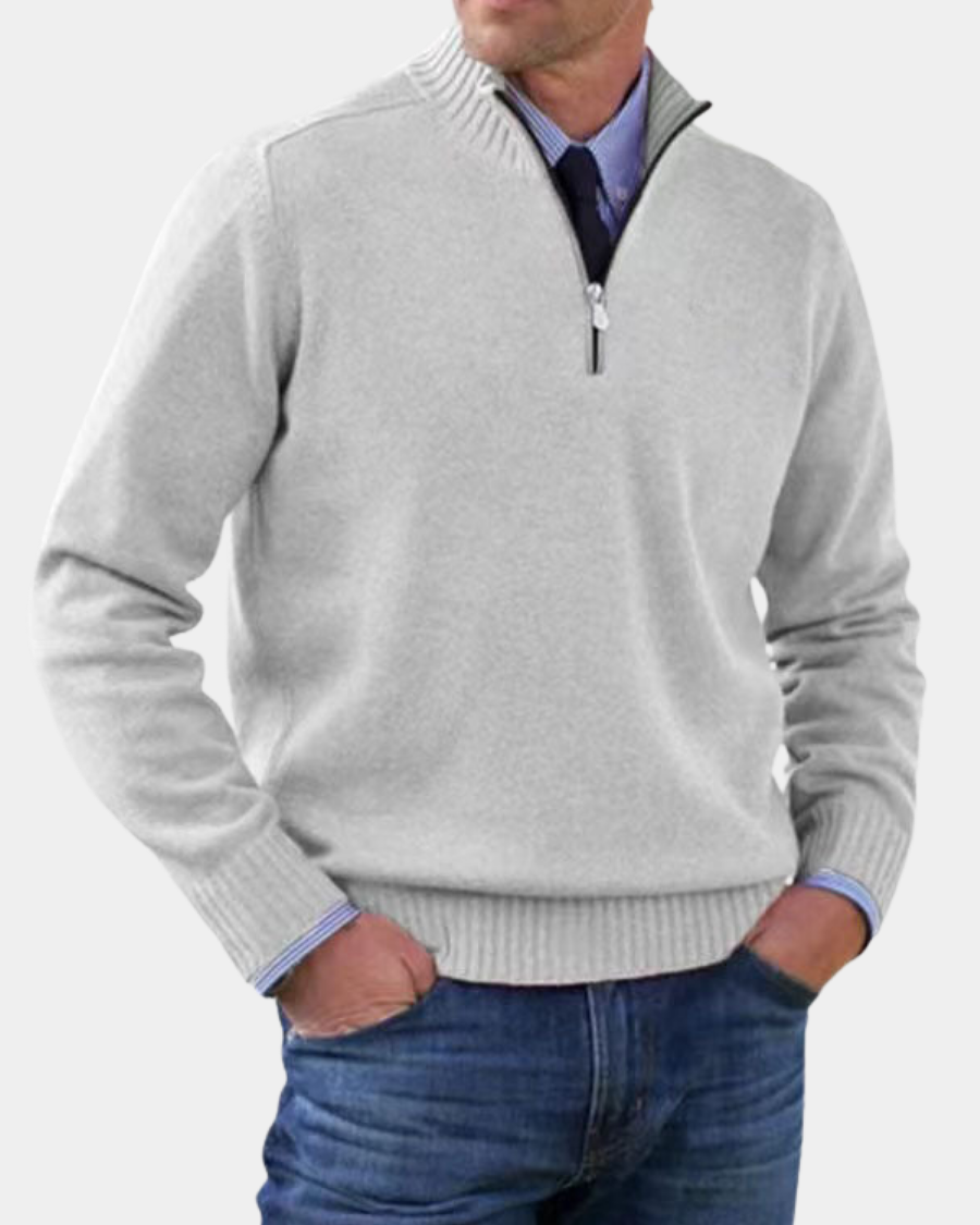 Elegant Men's Mid-Zip Pullover