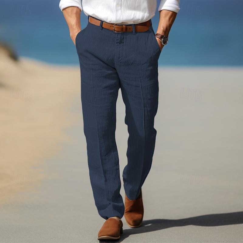 Men's Premium Luxury Linen Pants with Belt Loops