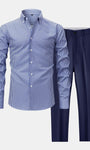 Striped Long Sleeve Shirt with Buttons & Slim Fit Tapered Pants