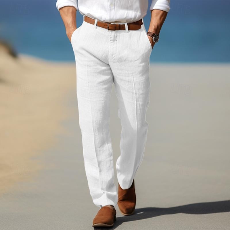 Premium Luxury Men's Linen Pants with Belt Loops