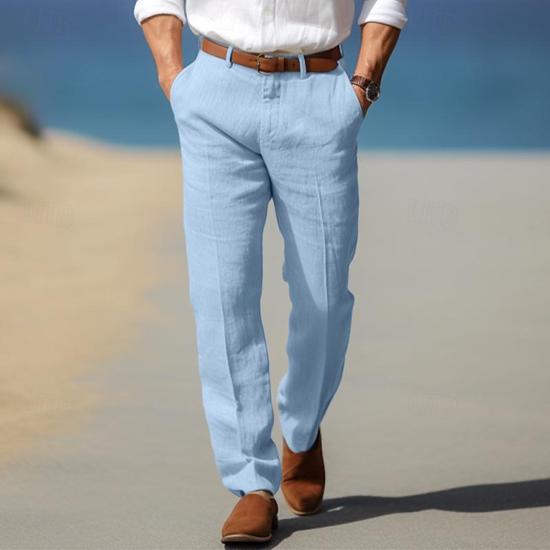 Men's Premium Luxury Linen Pants with Belt Loops
