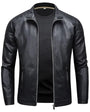 Classic Leather Jacket with Collar