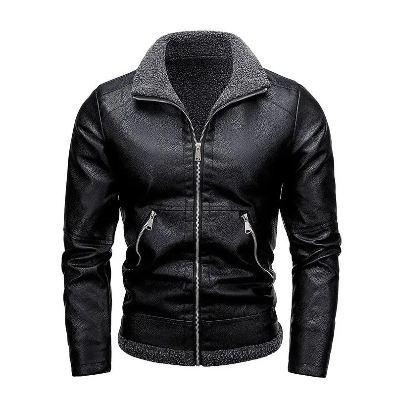 Elegant Polar Fleece Leather Jacket