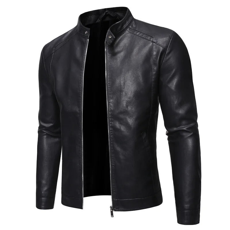 High Collar Leather Jacket