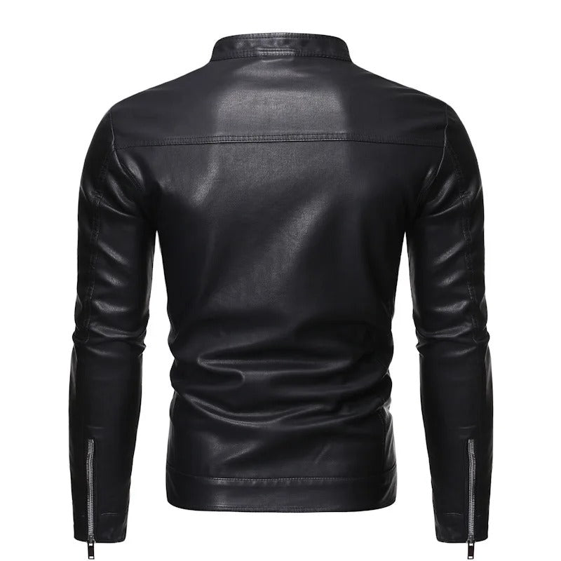 High Collar Leather Jacket