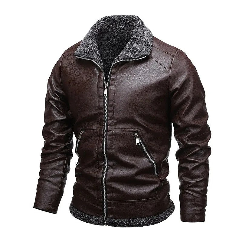 Elegant Polar Fleece Leather Jacket