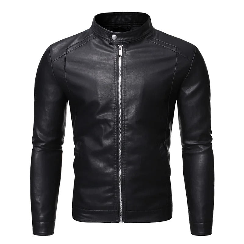 High Collar Leather Jacket