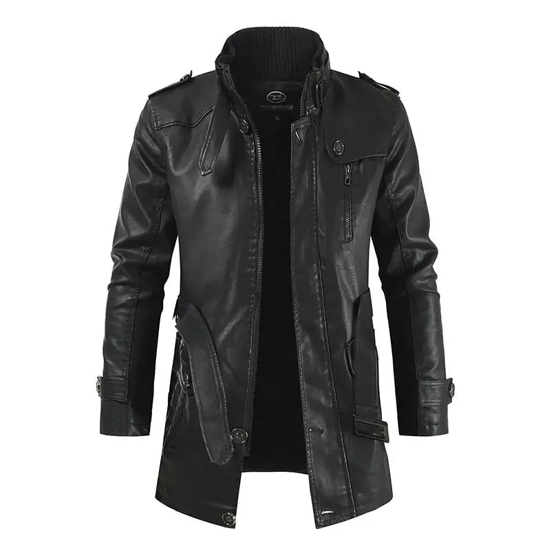 Chic Long Leather Biker Jacket