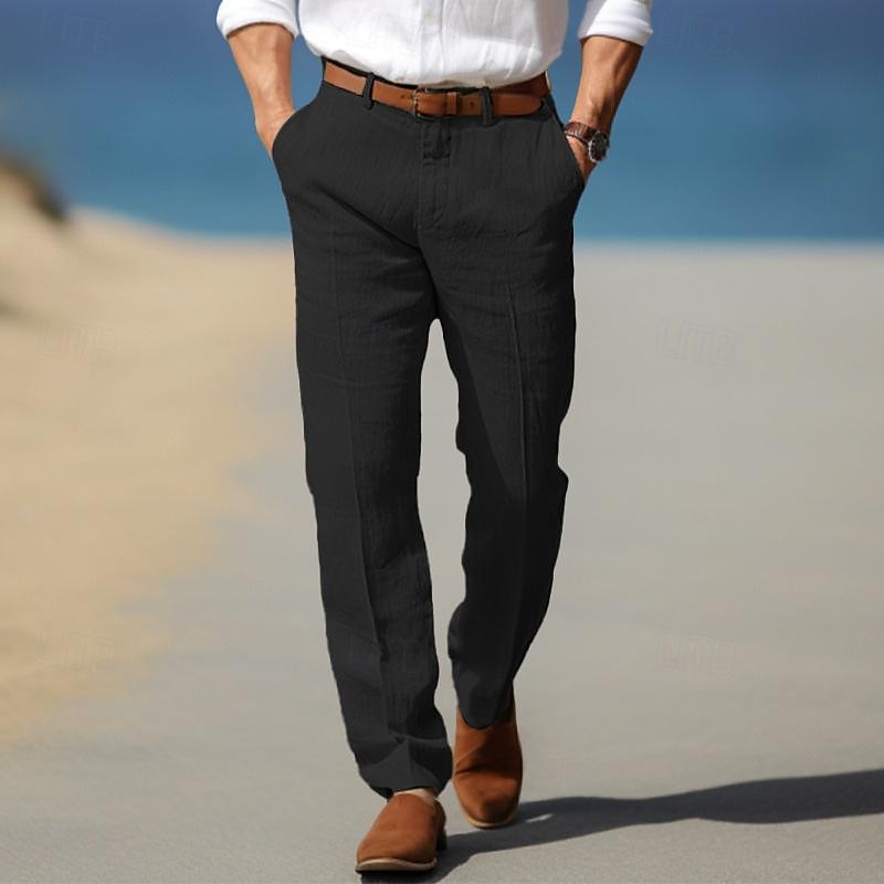 Men's Premium Luxury Linen Pants with Belt Loops