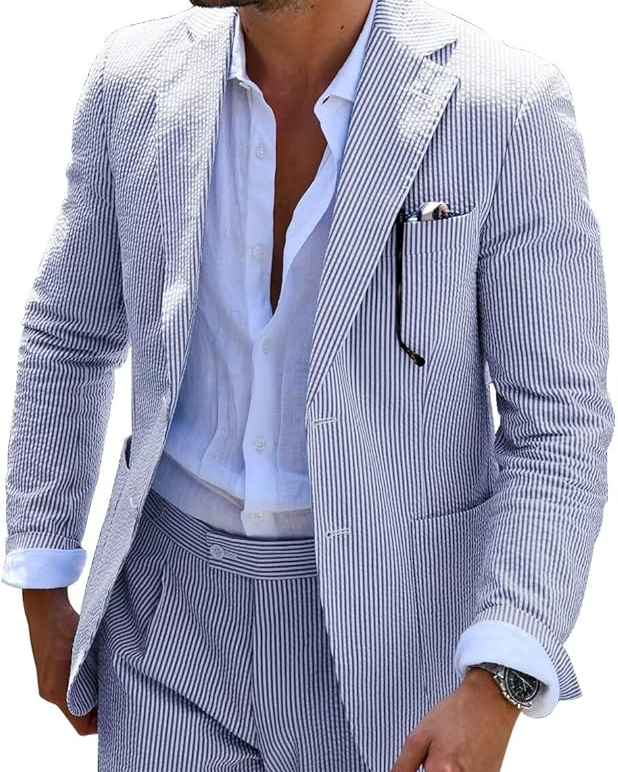 Striped Summer Suit Set (Pants & Jacket)