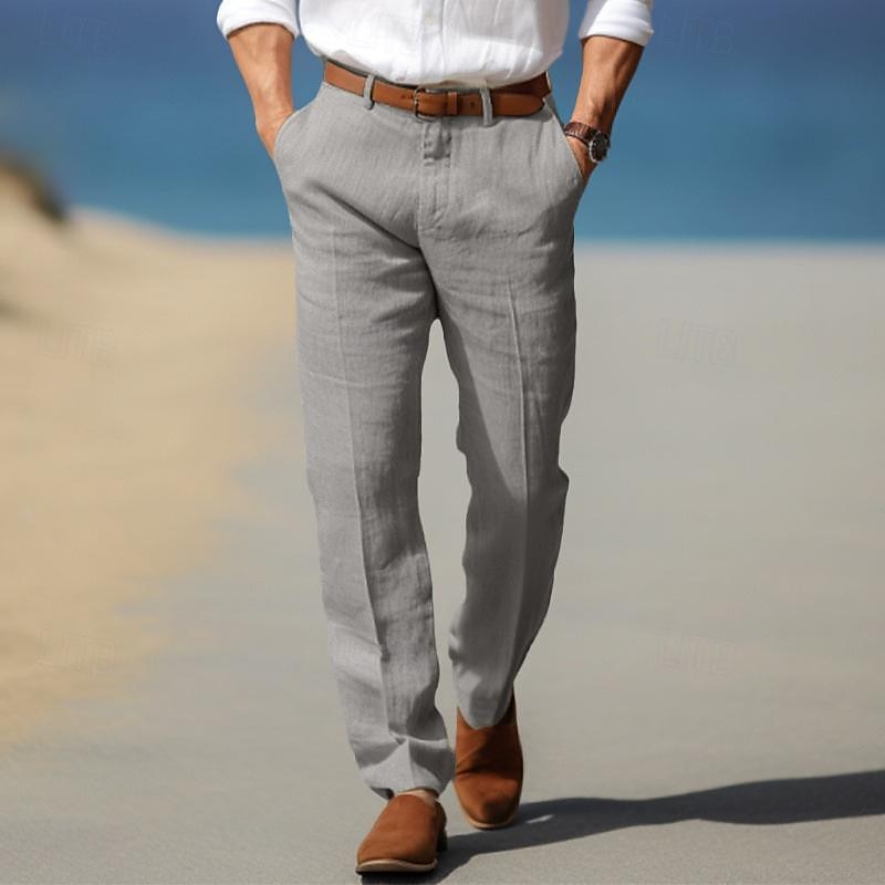 Men's Premium Luxury Linen Pants with Belt Loops