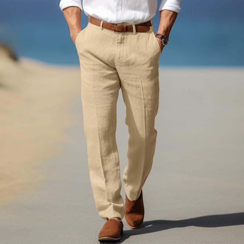 Men's Premium Luxury Linen Pants with Belt Loops